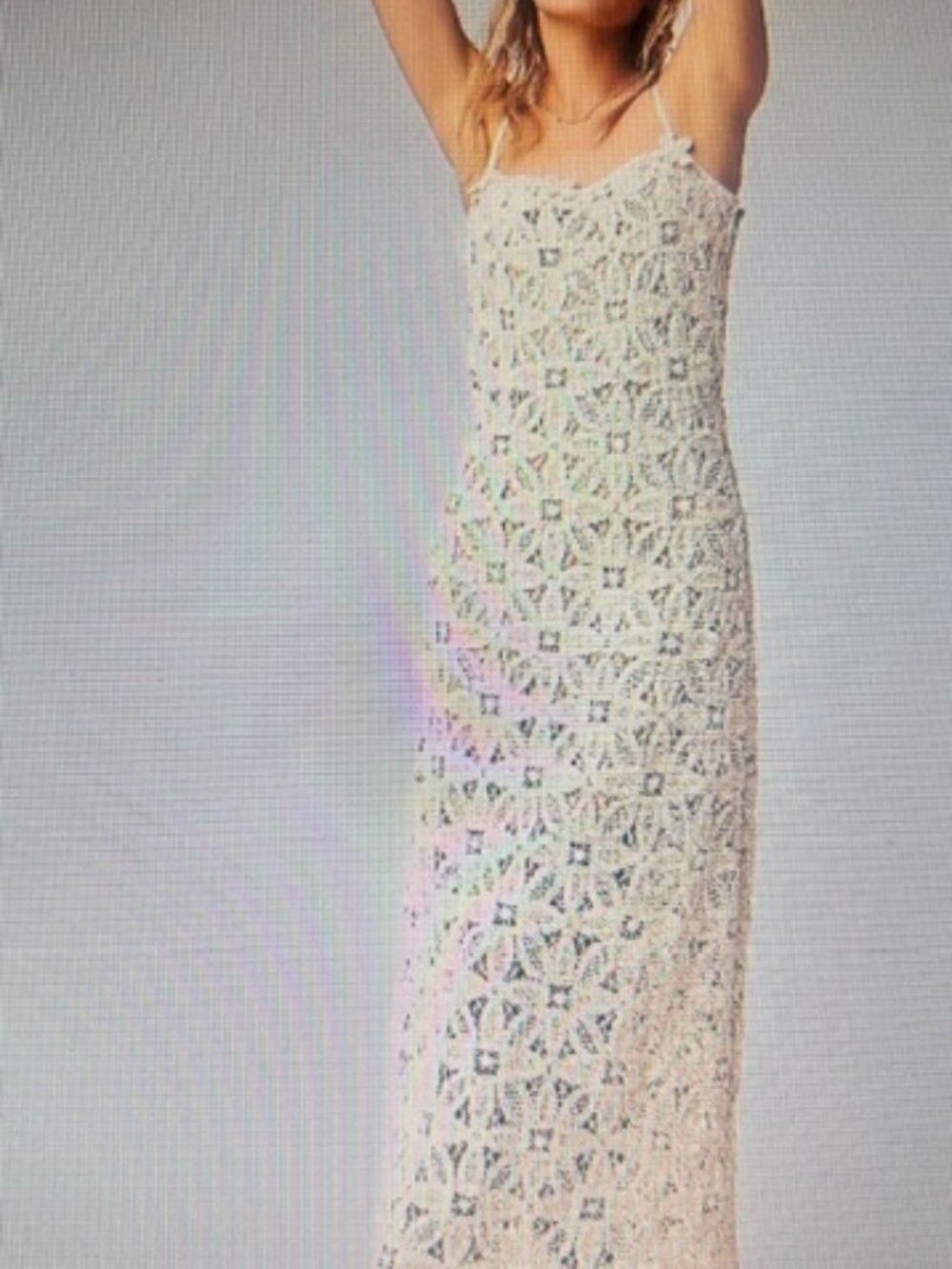 Free People Hemandt & Nandita Crochet Cotton Strap Lace Lined Midi Dress NWT